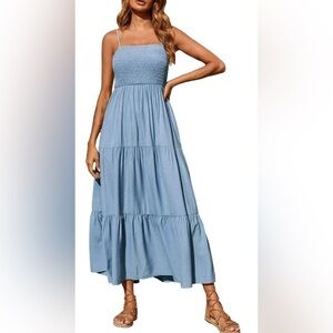 Aerie Soft Blue Maxi Dress with Thin Straps